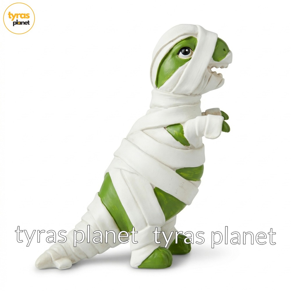 Mummy Dinosaur Halloween Figurine Spooky Cute Dino Decor T-rex Green Resin